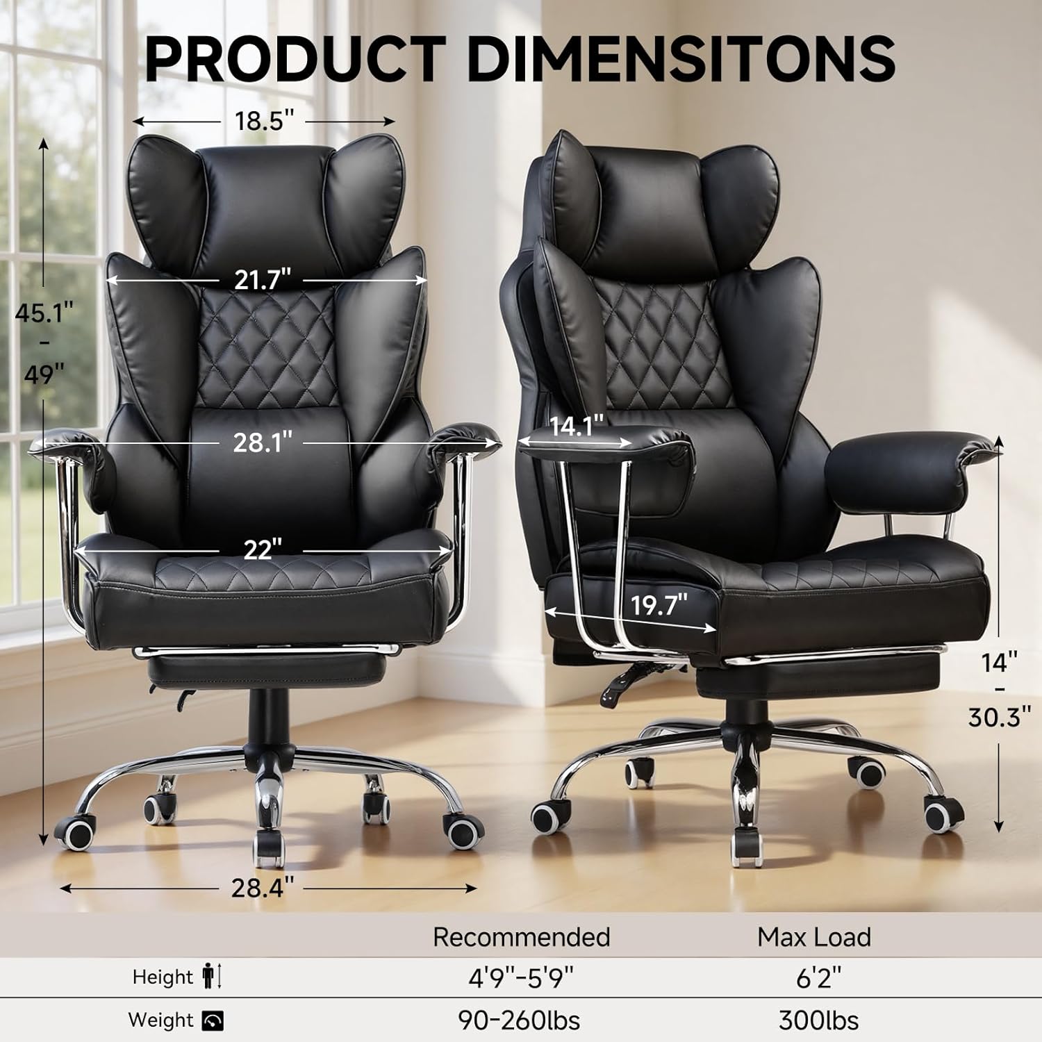 Big and Tall Office Chair with - Ergonomic Office Chair recension och pris